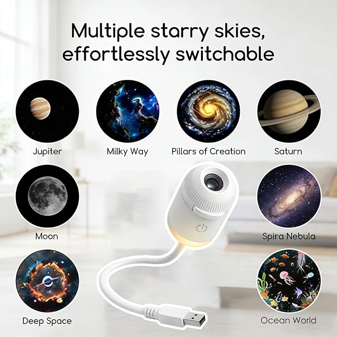 12 Projection Films in-1 Galaxy Projector Night Light